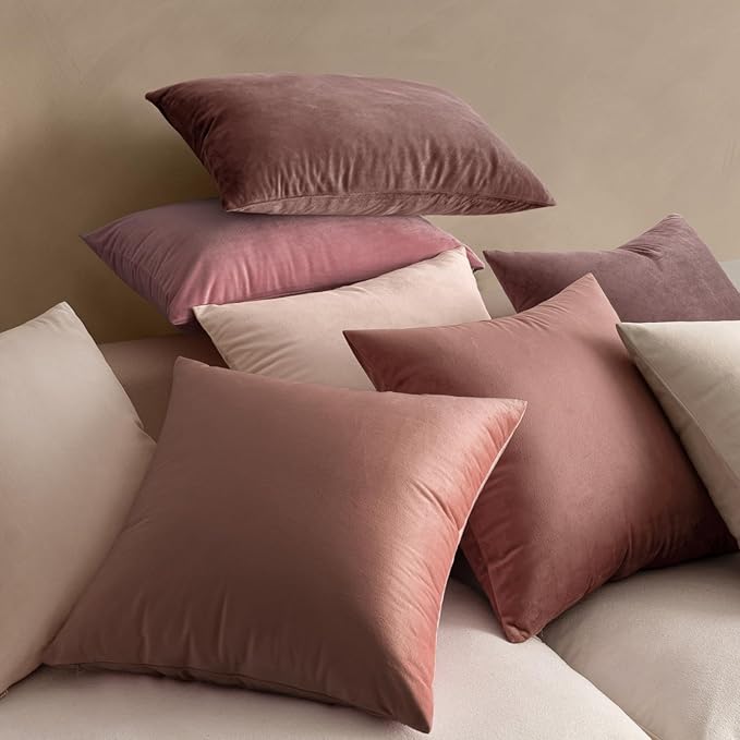 MIULEE Pack of 2 Decorative Velvet Pillow Covers Soft Square Throw Pillow Covers Solid Cushion Covers Jam Pillow Cases for Spring Sofa Bedroom Car 18x18 Inch 45x45 Cm
