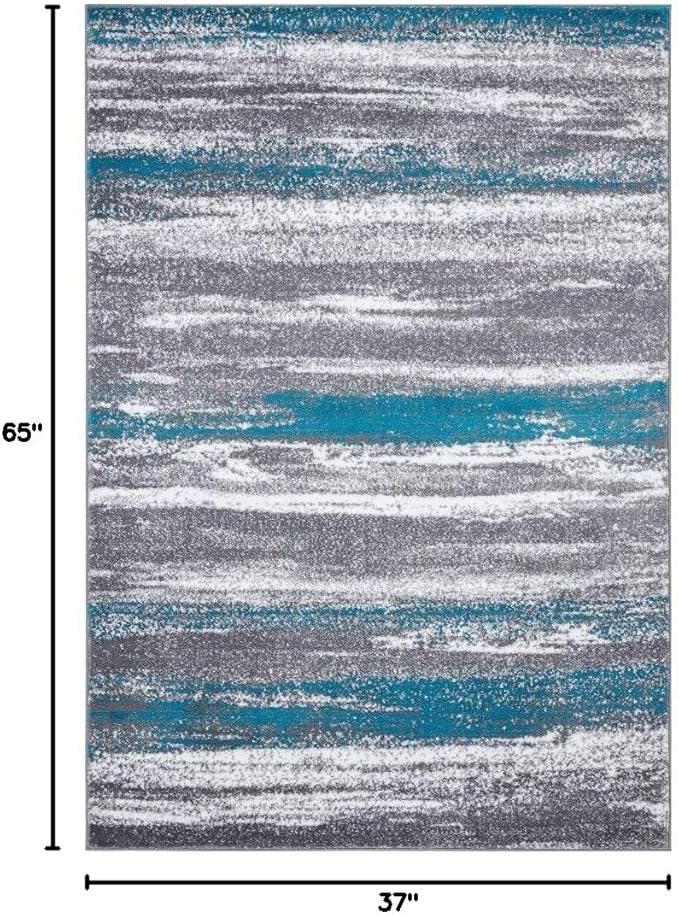 LUXE WEAVERS Modern Abstract Turquoise 4x5 Area Rug