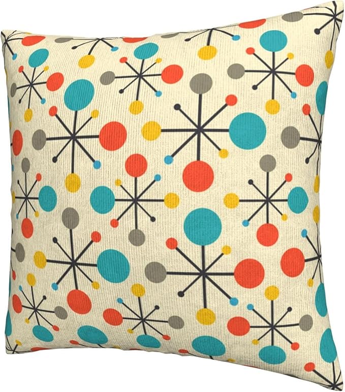 Retro Mid Century Pillow Covers 18x18 Inch Set of 2 Yellow Vintage Throw Pillow Cover Modern Retro Pattern Square Pillowcase Cushion Cases for Home Couch Bed Sofa