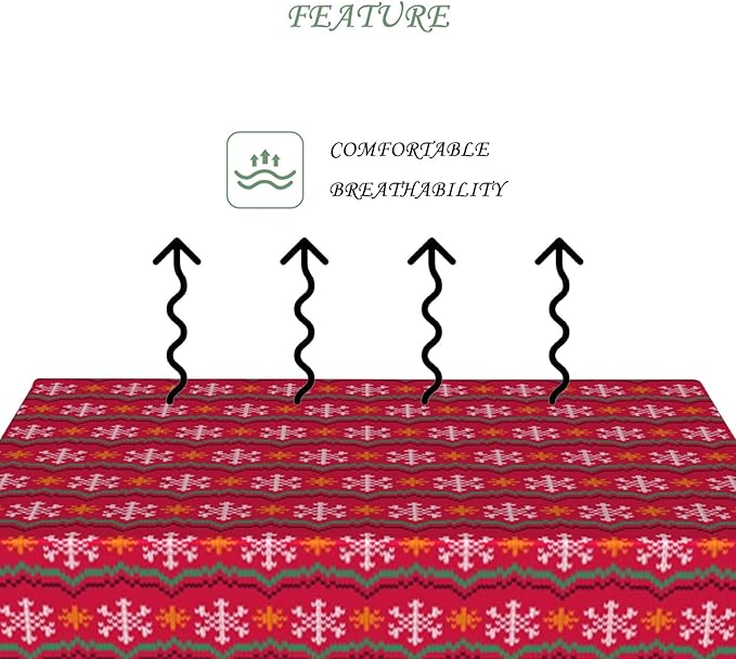 54x108 Inch Christmas Rectangle Tablecloth Pixels Snowflake Red Stripe Table Cloth Washable Durable Table Cover for Kitchen Dining Ugly Christmas Sweater Party Decor