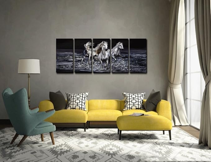Yihui Arts Horse Metal Wall Art Hand Crafted Aluminum Artwork Modern 3D Animal Pictures for Living Room Bedroom Bathroom Decor