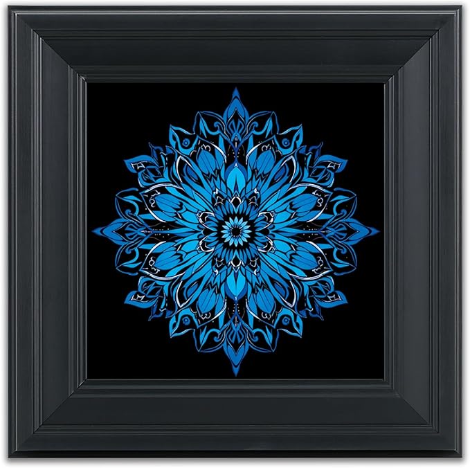 Brivoria Mandala Wall Art Home Decor, Framed Blue Mystic Waves Mandala Artwork, Modern Spiritual Accent for Bedroom Yoga Room Study or Meditation Space, Wall and Tabletop Display, 12x12