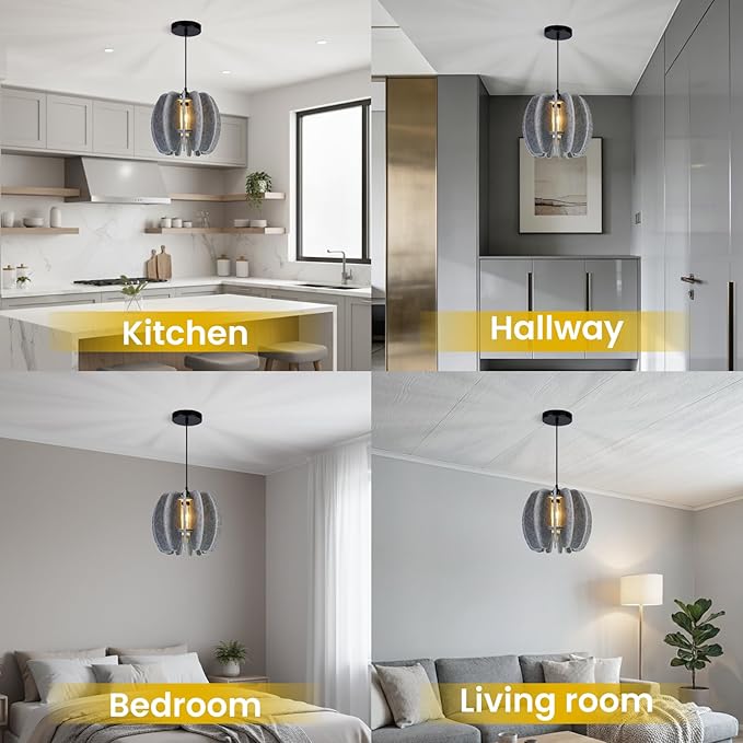 Pendant Light with Felt Lampshade, Modern Hanging Lamp Fixture, DIY Acoustic Pendant Light Chandeliers for Kitchen Island, Living Room, Dining Room, Bedroom, Office (D11.8"x10.2")