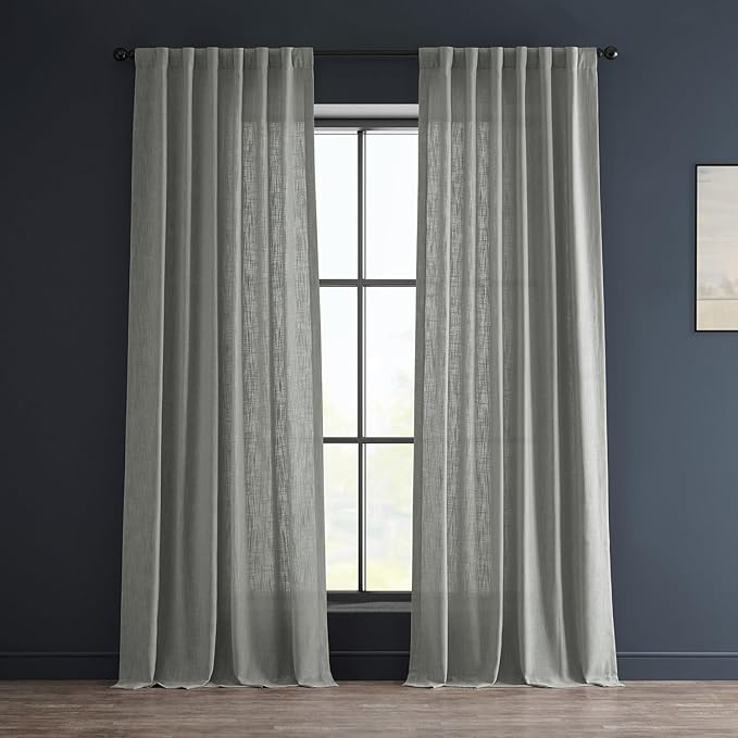HPD Half Price Drapes Heavy Faux Linen Light Filtering Curtains for Bedroom 120 Inches Long (1 Panel) - Rod Pocket Curtains for Living Room - Window Curtains Home Decor - 50 X 120, Ash Grey