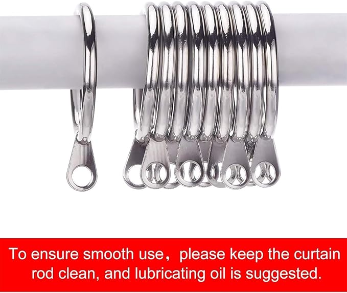 40 Pack Metal Drapery Curtain Rod Rings with Eyelets Internal Diameter 0.98in Fits up to 0.7in Rod Hanging Drape Sliding Eyelet Sliver Rings for Window Door Shower Bathroom