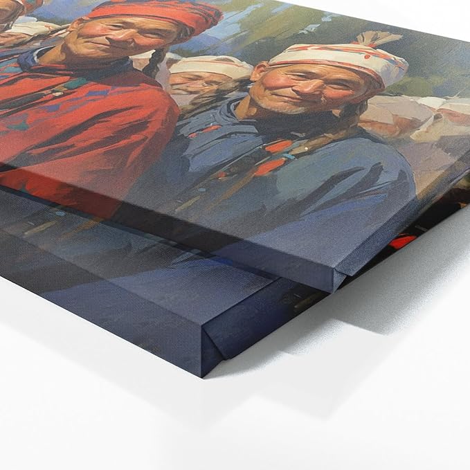 Sense Canvas Scandinavian Sami Celebrations 61 Canvas Art - Home Decor Wall Art Print Poster Painting Large 40x16 / 1.5"