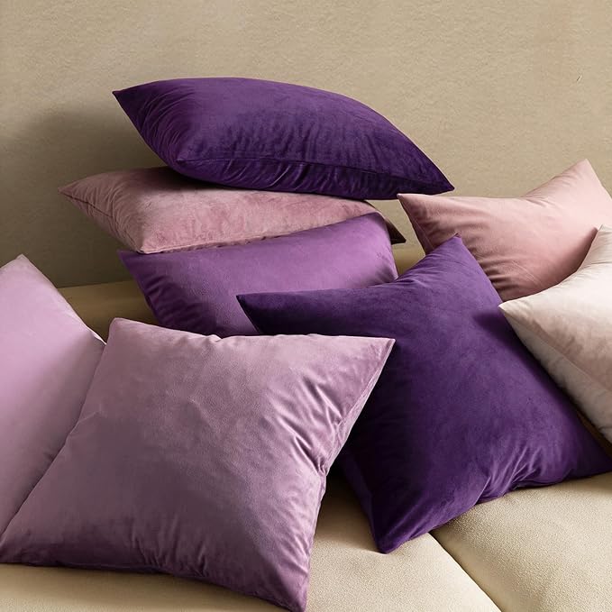 MIULEE Pack of 2, Velvet Soft Solid Decorative Square Throw Pillow Covers Set Cushion Case for Sofa Bedroom Car 20 x 20 Inch 50 x 50 Cm