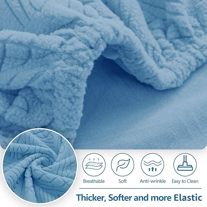hyha Individual Couch Cushion Covers, Stretch Magic Sofa Seat Cushion Covers Washable, Dog Couch Sofa Slipcover for Pets, Kid with Elastic Bottom(Back Cover L, Blue)