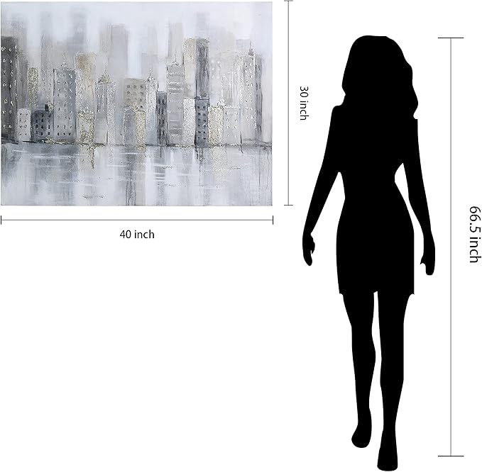 Empire Art Direct Abstract Wall Art Textured Hand Painted Canvas by Martin Edwards, Unframed, 40" x 30", Foggy City