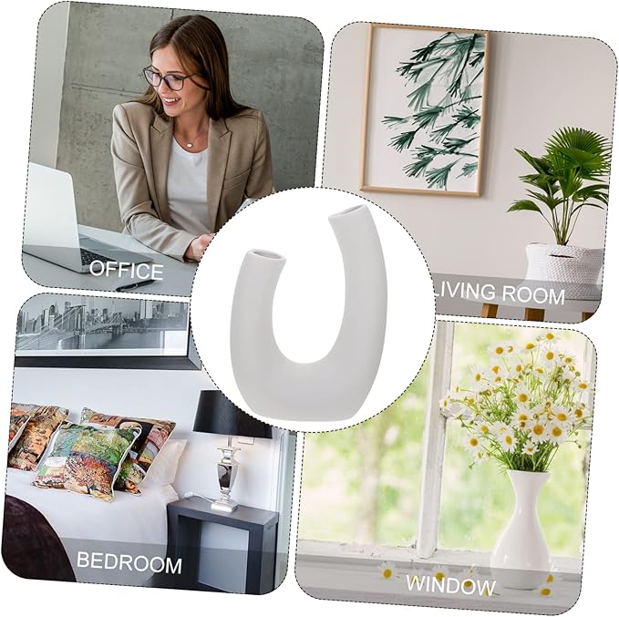 Zerodeko Modern Ceramic Flower Vase Chic Solid Color Pot for Home Decor Minimalist Style for Cactus Floral Arrangements for Office and Living Spaces