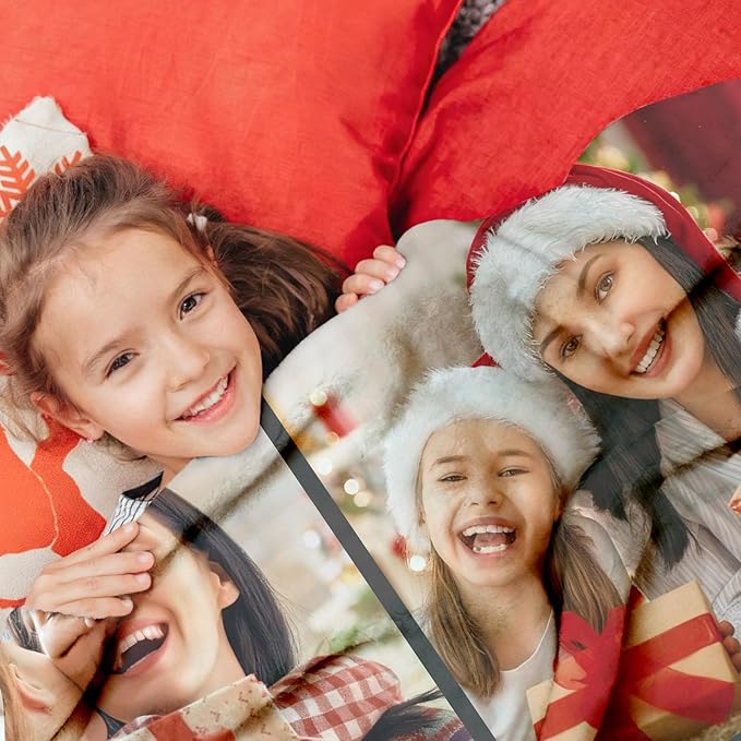 Jecivila Custom Blanket with Picture Text Personalized Photo Throw Blankets for Kids Family Dad Mom, Customized Gift for Christmas Birthday