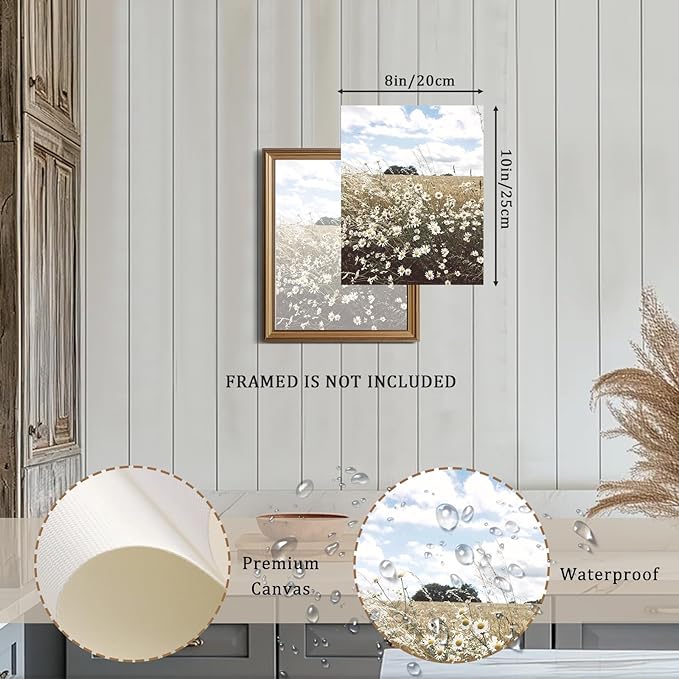 XOCUUI Wall Art for Living Room Landscape Canvas Wall Decor Meadow with Flowers Vintage Paintings Classical Wildflower Field Scene Boho Floral Pictures Decor Gifts for Bathroom Bedroom 8x10 Unframed