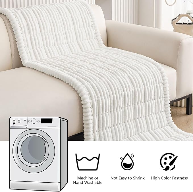 Smiry Couch Cover for Dogs Washable, Non Slip Fuzzy Pet Couch Covers for 3 Cushion Sofa Pet Friendly, Thick Soft Sofa Slipcovers Cushion Protector (White, 27.6" x 47")