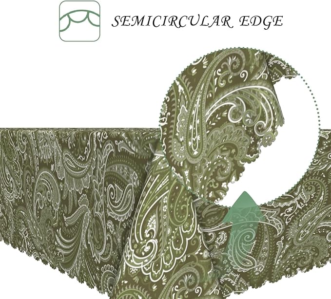 70x120 Inch Paisley Rectangular Tablecloth Vintage Country Green Floral Table Cloth Bohemian Washable Durable Table Cover for Dining Banquet Home Indoor Decor