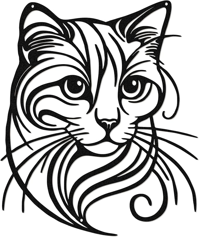 Otoolling Cat Tree Wall Art Silhouette Black Cat Wall Decor Metal Geometric Animal Art for Living Room Above TV Home Decoration, 10.2 x 10 Inch (Cute)