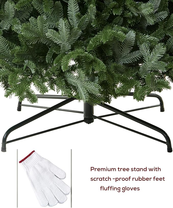 7.5FT Pre-lit Christmas Tree Premium Artificial Fir Remote Control with 400 Warm White & Multi-Color Lights, Hinged/Feel Real/Realistic/Full Fir Dual Color Xmas Tree 7.5 Feet Outdoor Festive Holiday