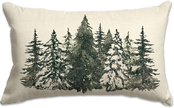 Christmas Pillow Cover 12X20 Colorlife Christmas Tree Lumbar Pillow Cover Holiday Decorations Throw Pillow Covers Farmhouse Pillows Decorative for Sofa Winter Home Decor