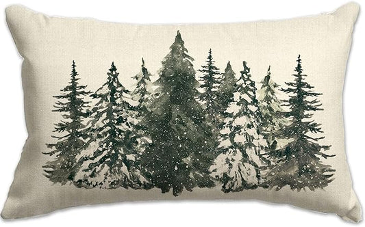 Christmas Pillow Cover 12X20 Colorlife Christmas Tree Lumbar Pillow Cover Holiday Decorations Throw Pillow Covers Farmhouse Pillows Decorative for Sofa Winter Home Decor