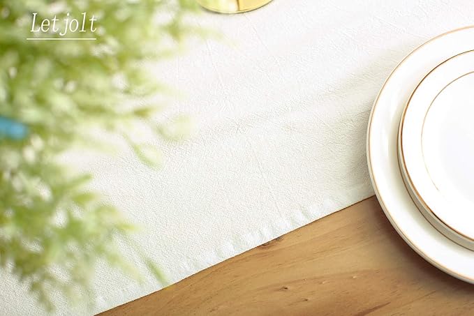 Letjolt White Table Runner 108 Inches Rustic Table Runner Cotton Plain Table Decor