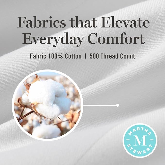 Martha Stewart Hotel Collection Pillow 500 Thread Count Damask Stripe Embroidered Feathers Soft Hypoallergenic 100% Cotton King Size Set of 2