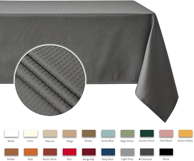 maxmill Rectangle Tablecloth Weaved Pattern Waterproof Spillproof Wrinkle Free Table Cloth, Kitchen Dining Tabletop Decoration, Fabric Table Cover for Holiday Parties, 52 x 108 Inch, Charcoal Gray