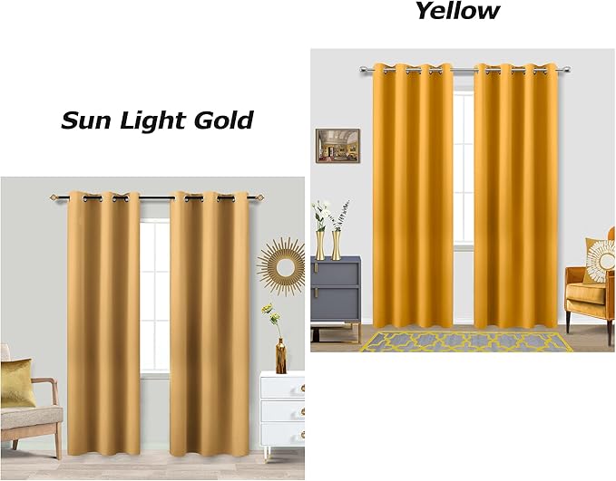 Spring Curtains for Living Room 2 Panels Set Seasonal Color 90 Inches Long Blackout Room Darkening Insulated Thermal Yellow Marigold Curtains for Bedroom Dining Room Decor,52x90 Inch Length,Mustard