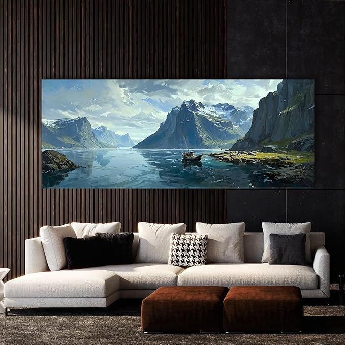 Sense Canvas Scandinavian Norwegian Serenity 4 Canvas Art - Home Decor Wall Art Print Poster Painting Large 40x16 / 0.75"