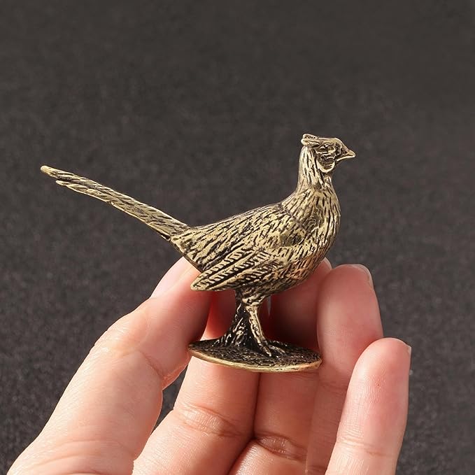 Long Tailed Statue Vintage Style Rustic Desktop Ornament Sculpture Brass Figurine for Bookshelf Living Room