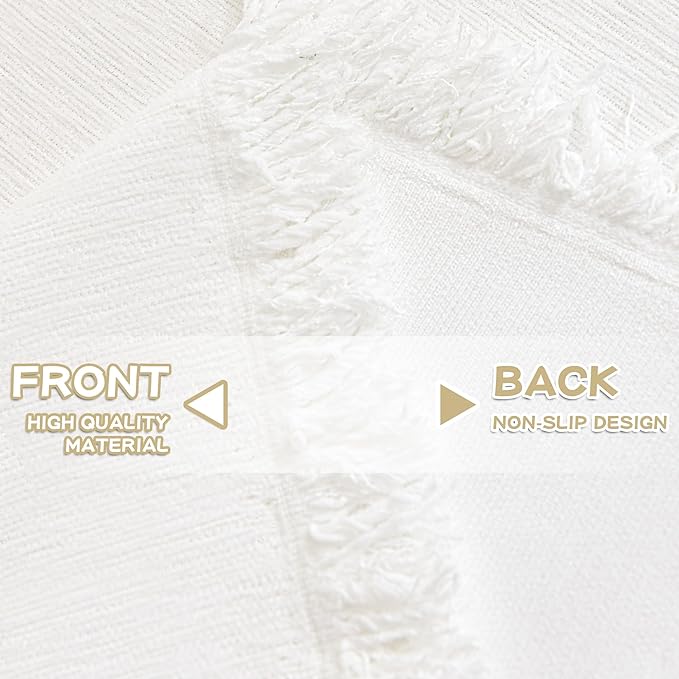 MYSKY HOME Couch Covers for Pets Thick Chenille White Cream Sofa Slipcover with Tassel Non Slip Soft Couch Sofa Cover, Washable Furniture Protector Sofa Slipcover with Tassel for Kids, Dogs, 91"x118"