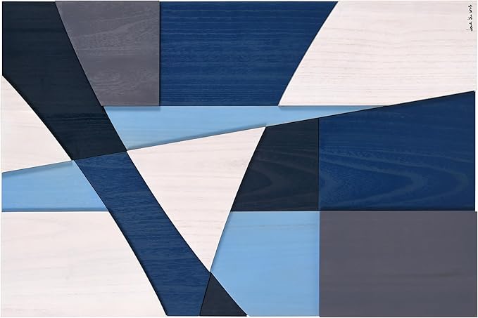 Empire Art Direct "Whispers of Blues II Hand Made & Hand Finished Solid Wood Abstracts, Ready to Hang, Living Room, Bedroom & Office, 36" x 24"x 1.42"