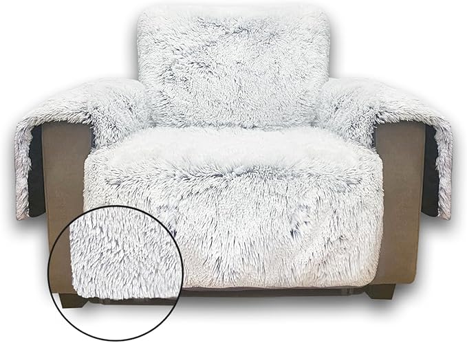 Plush and Fuzzy Shaggy Couch Cover, Dog Pad Faux Fur Sofa Cover, Water Resistant Slipcover, Non-Slip Furniture Protector for Kids,Dogs,Cats.(Magic Gray, Medium Loveseat)