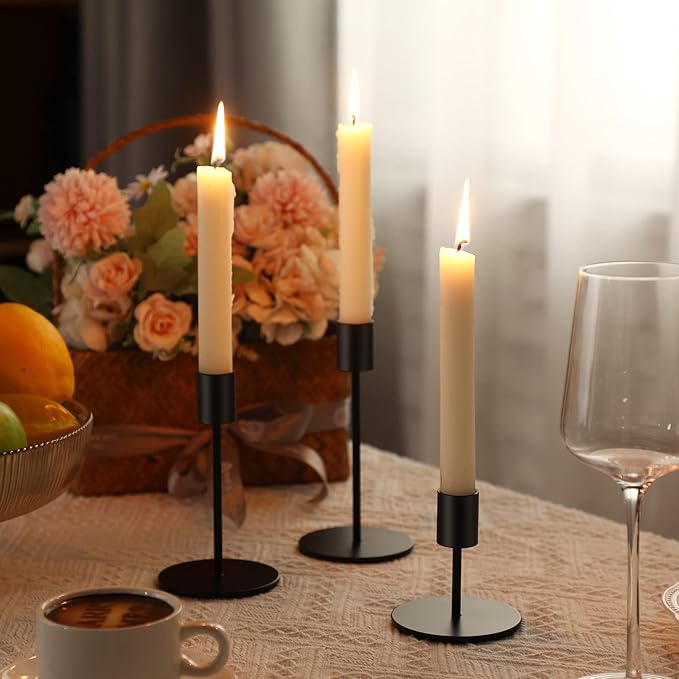 Sieral Candle Holders Bulk Taper Candlesticks Holders Set Modern Decorative Metal Candelabras for Wedding Anniversary Home Dinning Table Centerpiece Xmas Party Decor(Matte Black,36 Pcs)