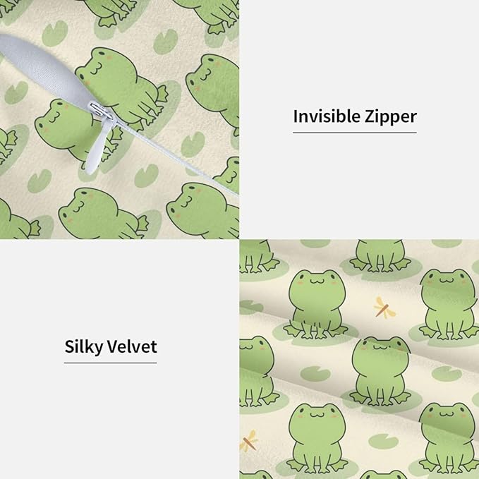 Frog Pattern Pillow Covers 18x18 Inch Set of 2 Cute Frogs Throw Pillow Cover Funny Cartoon Animal Square Pillowcase Cushion Cases for Home Couch Bed Sofa