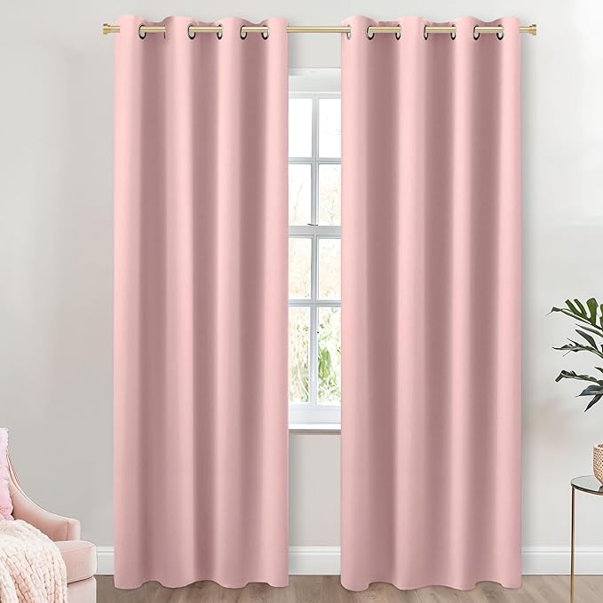 KOUFALL Dusty Blush Pink Curtains for Nursery,96 Inch Long Teen Girl Room Decor Coquette Curtains for Girls Bedroom 2 Panels Set