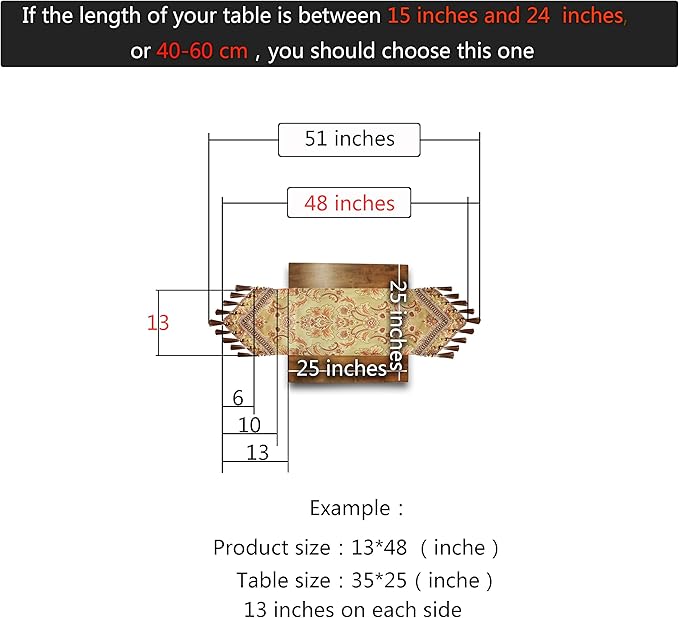 Luxury Velvet Gold Table Runner 48 Inches Long with Vintage Damask Jacquard Design for Dining Room,Living Room,Home Decor,Elegant Beaded Tapestry,Lining (Gold, 13×48 inch)