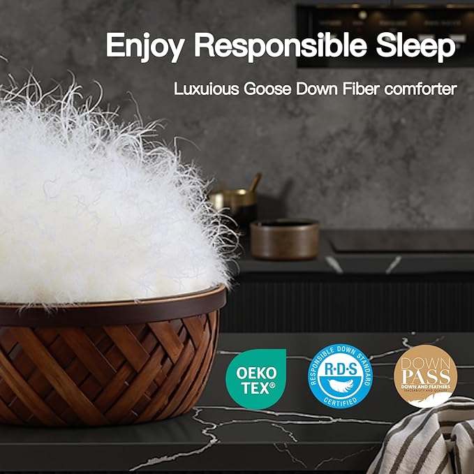 Goose Down Fiber Oversized King Size, 100% Cotton Luxurious Hotel Duvet Insert for All Season, Fluffy and Cozy with 8 Corner Tabs Medium Warmth 120 x 98 Inch White
