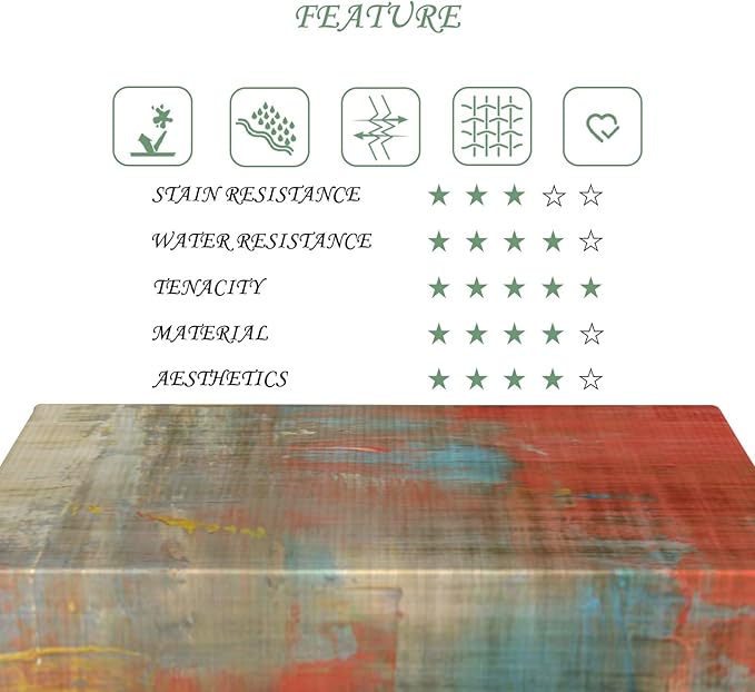 52x70 Inch Oil Painting Rectangular Tablecloth Red Yellow Color Block Abstract Art Table Cloth Waterproof Durable Table Cover for Kitchen Dining Home Party Studio Decor