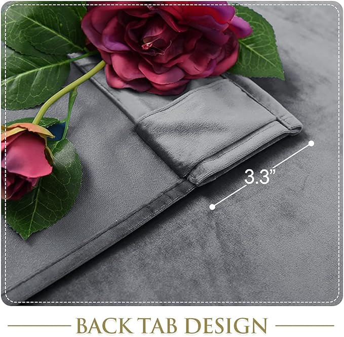 StangH Grey Curtains Velvet Drapes - Blackout Curtains for Bedroom Luxury Home Decoration Privacy Protect Vertical Panels for Living Room, Light Grey, W52 x L108, 2 Panels