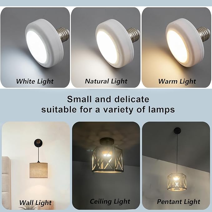 E26 Battery Operated Light Bulb for Lamps, Screw in LED Puck Lights with Remote, Replacement AA Battery Powered Dimmable Timer Light Bulb with USB Cable for Non Electric Wall Sconce,1 Pack
