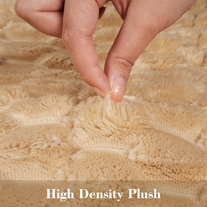 Cekene Turtle Velvet Couch Covers Washable Non-Slip Couch Cushion Covers Fuzzy Sofa Cover for Pets (Camel,27.6" x 59.1")