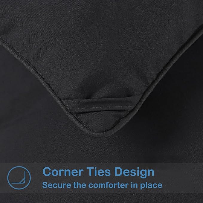 MAPLE DOWN Soft Super King Size Comforter Duvet Insert-Down Alternative Comforter Quilted with Corner Tabs-Lightweight Fluffy Breathable Machine Washable (Black, 120“x120“)