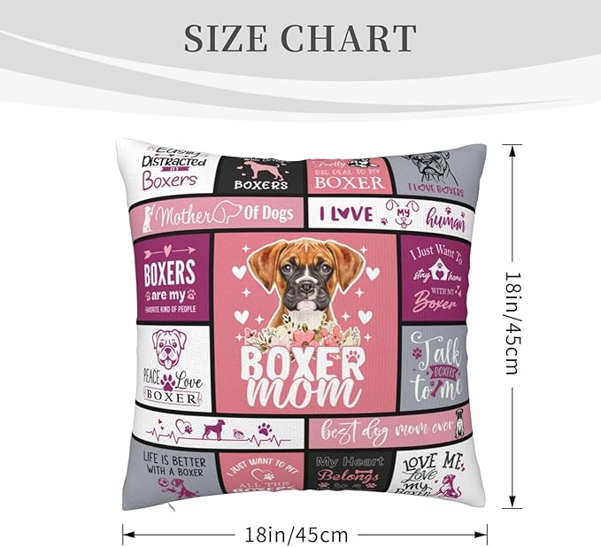 Christmas Boxer Dog Gifts for Women, Boxer Gifts for Dog Lovers Christmas, Boxers Mom Gift for Boxer Dogs Lovers, Dogs Mom Gift for Xmas, Birthday Throw Pillow Cover 18x18 Inches