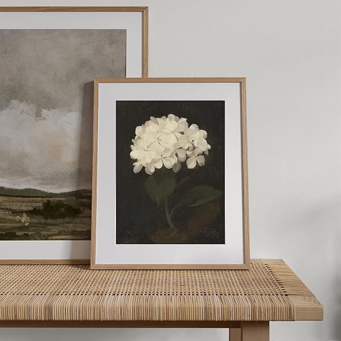 XOCUUI Unframed Wall Art for Living Room Decoration Canvas Room Decor White Hydrangea Oil Painting Canvas Prints Bedroom Bathroom Wall Art Kitchen Office Wall Decor 11x16in