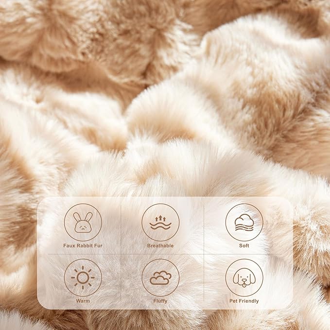 HANDONTIME Plush Sofa Slipcovers Washable Couch Cover for Sofa Super Soft Faux Fur Sofa Covers for 3 Couch Cousion Soild Khaki Rabbit Plush Couch Cushion Covers for Kids Pets, 71" X118"