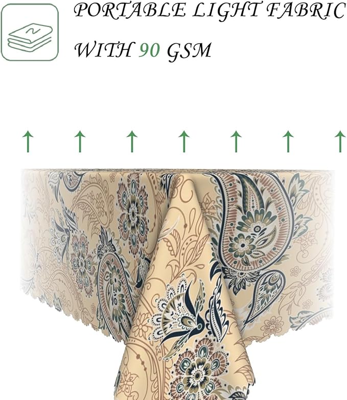 70x90 Inch Paisley Rectangular Tablecloth Retro Bohemian Floral Table Cloth Bohemian Washable Durable Table Cover for Dining Banquet Garden Home Decor
