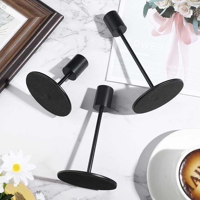 Sieral Candle Holders Bulk Taper Candlesticks Holders Set Modern Decorative Metal Candelabras for Wedding Anniversary Home Dinning Table Centerpiece Xmas Party Decor(Matte Black,36 Pcs)