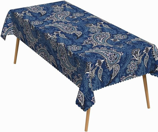 54x70 Inch Paisley Rectangular Tablecloth Farmhouse Floral Table Cloth Bohemian Washable Durable Table Cover for Dining Banquet Garden Home Decor