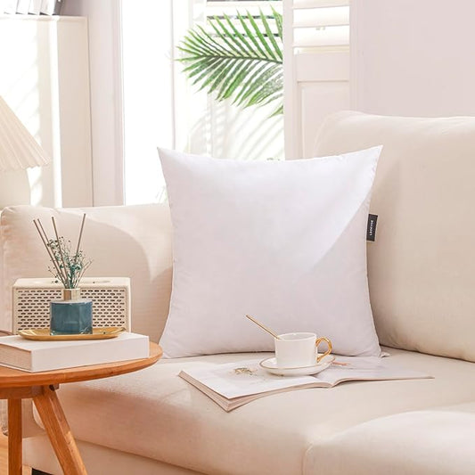 28x28 Inch Gold Goose Down and Feather Throw Pillow Inserts-1 Pack,White,Super Soft Cover,Double Layer Dwon Proof Design,High Filling Weight.