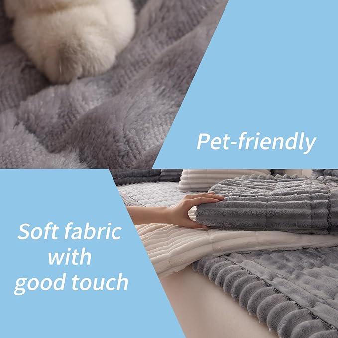 Couch Cover for Dogs Washable,Non Slip Fuzzy Durable Couch Covers for 3 Cushion Sofa Pet Friendly Sofa Cover Dog Thick Soft Slipcovers Protector Couches Mat Bed (Light Grey 27.6 " x 70.9"/70 x 180cm)