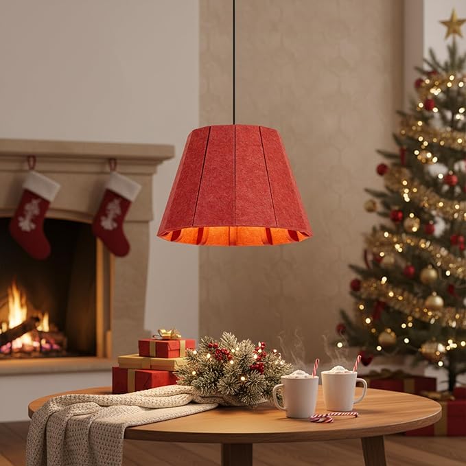 Pendant Light with Felt Lampshade, Modern Hanging Lamp Fixture, DIY Acoustic Pendant Light Chandeliers for Kitchen Island, Living Room, Dining Room, Bedroom, Office (D15.7"x11")